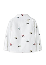 Name It Mini Boy Tractor Print Long Sleeve Shirt, White