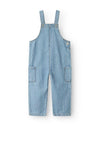 Name It Mini Girl Macie Stripe Denim Dungaree, Blue