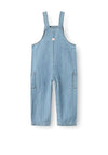 Name It Mini Girl Macie Stripe Denim Dungaree, Blue