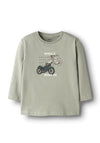 Name It Mini Boy Brian Motorbike Long Sleeve Top, Green