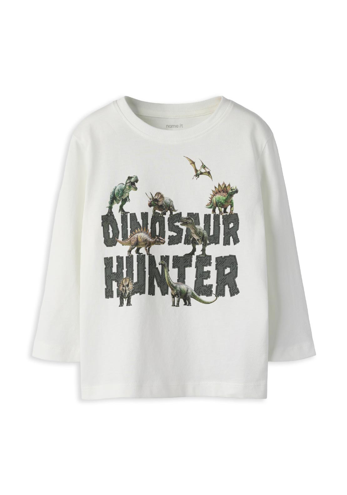 Name It Mini Boy Voto Dino Hunter Long Sleeve Top, Off White