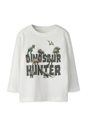 Name It Mini Boy Voto Dino Hunter Long Sleeve Top, Off White