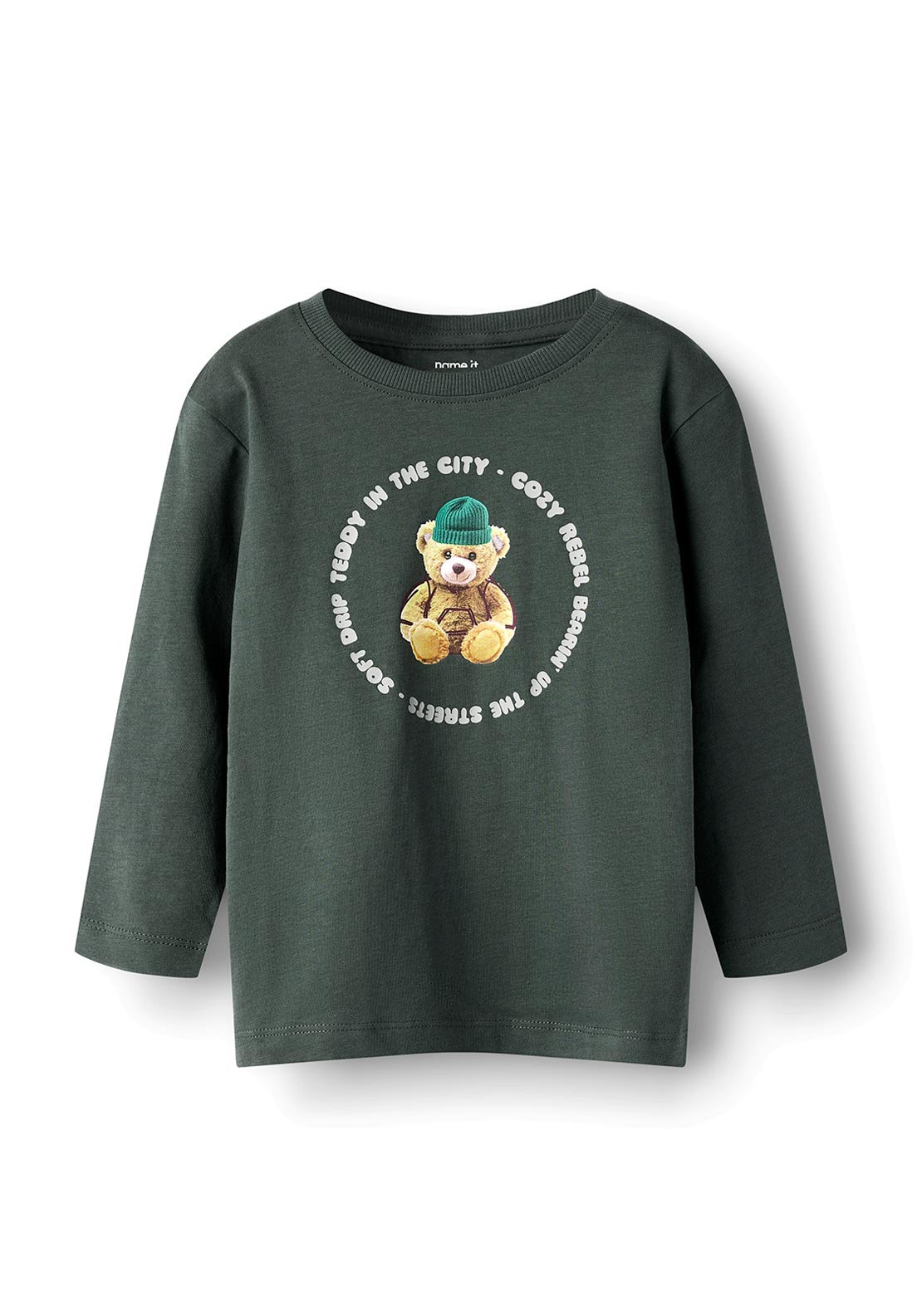 Name It Mini Boy Voto Teddy Long Sleeve Top, Green
