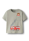 Name It Mini Boy Vilian Fire Truck Short Sleeve Tee, Green