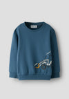 Name It Mini Boy Basil Tractor Long Sleeve Sweater, Navy Blue