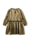 Name It Mini Girl Ritallica Long Sleeve Dress, Gold Colour