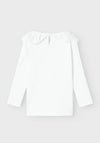 Name It Mini Girl Rilda Frill Collar Long Sleeve Top, Bright White
