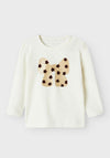 Name It Baby Girl Ribbon Long Sleeve Top, Jet Stream