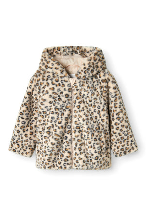 Name It Mini Girl Mila Fleece Hooded Jacket, Beige