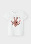 Name It Mini Girl Larisa Short Sleeve Tee, White