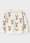Name It Mini Girl Fromia Long Sleeve Christmas Sweater, Cream