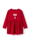 Name It Mini Girl Rijul Long Christmas Sleeve Dress, Red