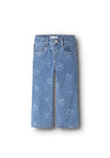 Name It Mini Girl Rose Wide Leg Heart Print Jean, Blue