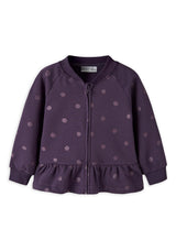 Name It Mini Girl Ovidia Polka Dot Full Zip Sweater, Purple
