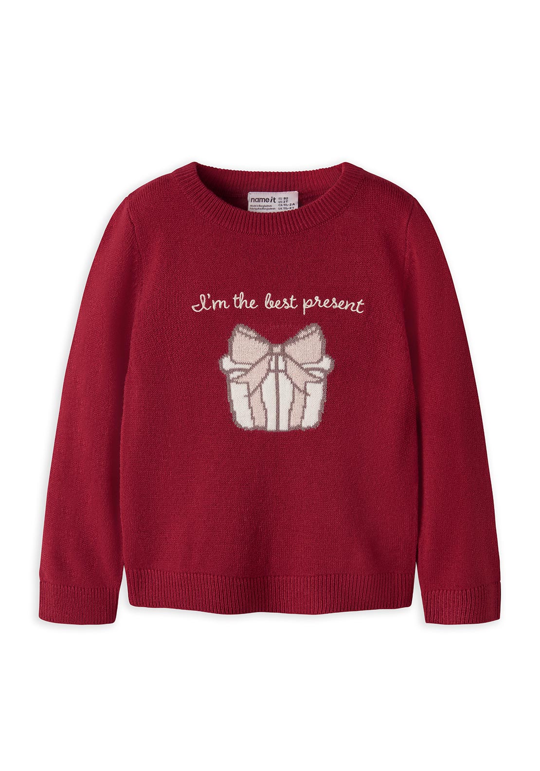 Name It Mini Girl Long Sleeve Knit Jumper, Red