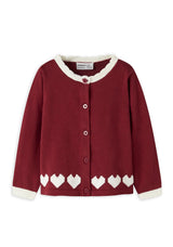 Name It Mini Girl Ralbos Heart Long Sleeve Cardigan, Red