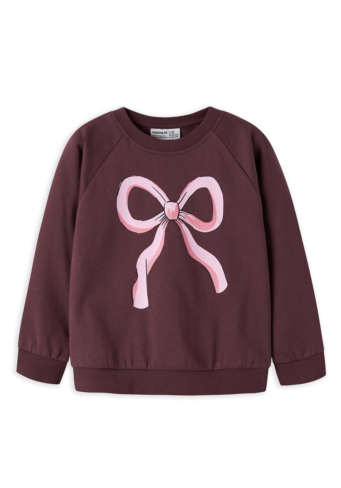 Name It Mini Girl Venus Bow Long Sleeve Sweater, Wine