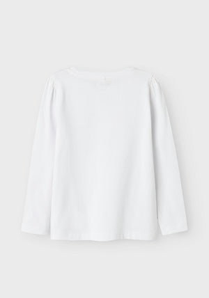 Name It Mini Girl Rosalind Bow Long Sleeve Top, Bright White