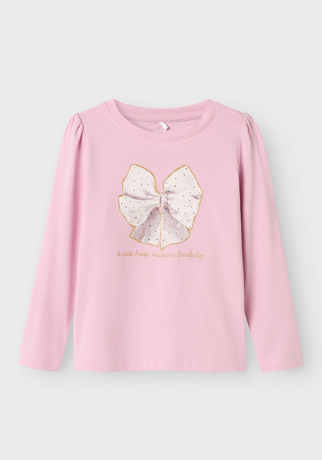 Name It Mini Girl Rosalind Bow Long Sleeve Top, Corsage Pink