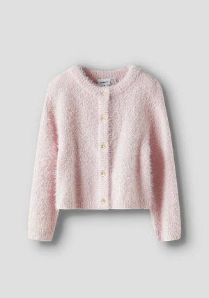 Name It Mini Girl Revera Long Sleeve Knit Cardigan, Pink