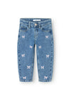 Name It Mini Girl Bella Mom Bow Jeans, Medium Blue Denim