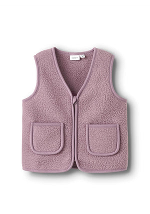 Name It Mini Girl Oedda Teddy Vest, Purple