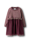 Name It Mini Girl Refra Knit Tulle Dress, Wine