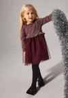 Name It Mini Girl Refra Knit Tulle Dress, Wine