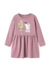 Name It Mini Girl Dyffi Peppa Long Sleeve Dress, Elderberry