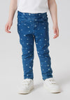Name It Mini Girl Salli Heart Print Denim Legging, Blue
