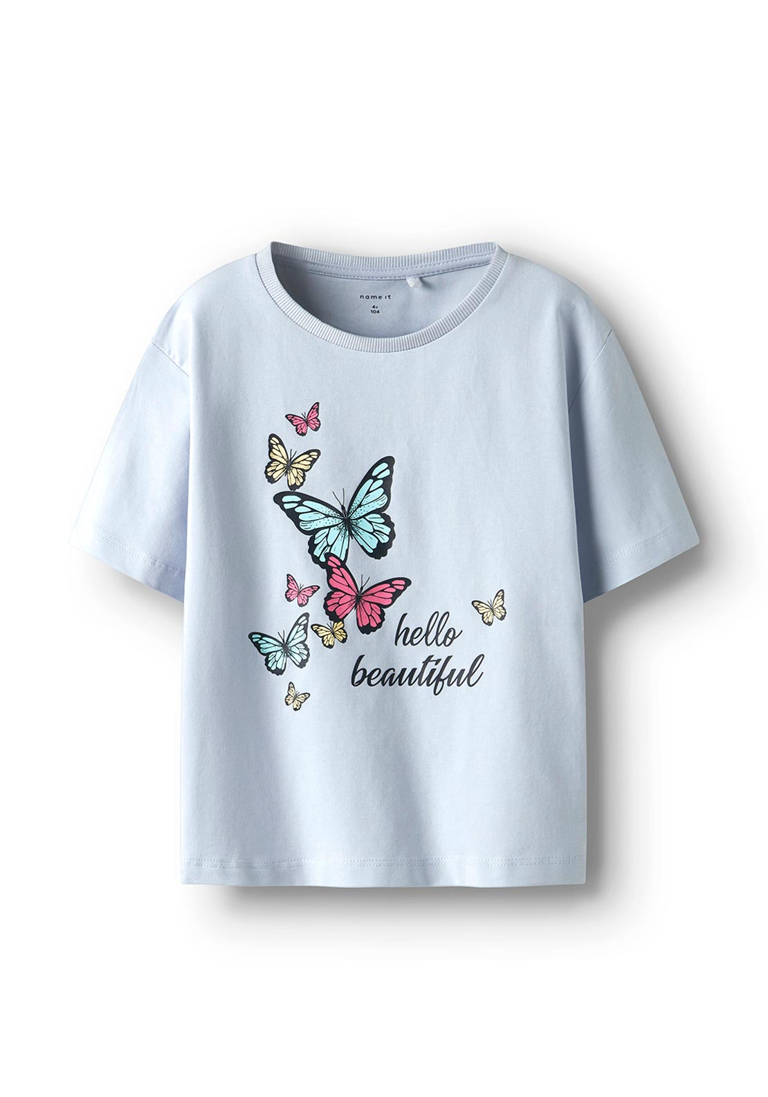Name It Mini Girl Frejane Short Sleeve Top, Xenon Blue
