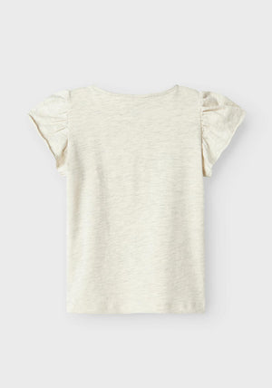 Name It Mini Girl Folly Glitter Short Sleeve Top, Peyote Melange