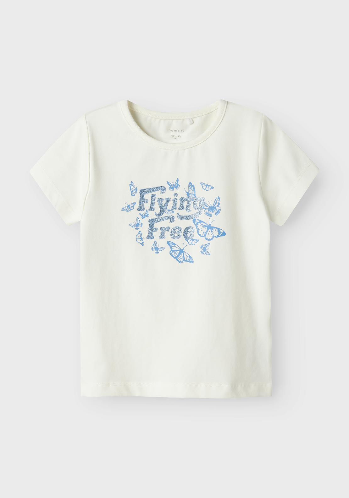 Name It Mini Girl Dromi Butterfly Short Sleeve Tee, Cloud Dancer