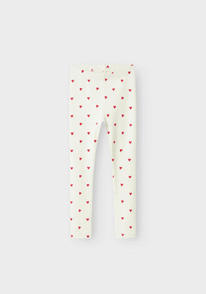 Name It Mini Girl Heart Print Legging, Cloud Dancer