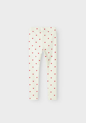 Name It Mini Girl Heart Print Legging, Cloud Dancer