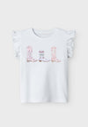 Name It Mini Girl Hadia Short Sleeve Tee, Bright White