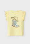 Name It Mini Girl Hadia Short Sleeve Tee, Lemon Meringue
