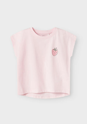 Name It Mini Girl Strawberry Short Sleeve Tee, Pink