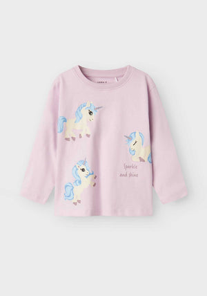 Name It Mini Girl Barry Long Sleeve Top, Winsome Orchid
