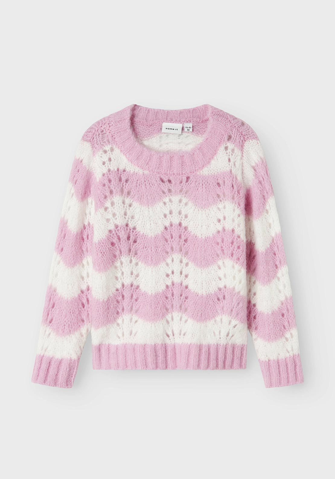 Name It Mini Girl Damilla Long Sleeve Knit Jumper, Pink Frosting