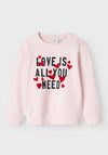 Name It Mini Girl Heart Long Sleeve Sweater, Ballerina