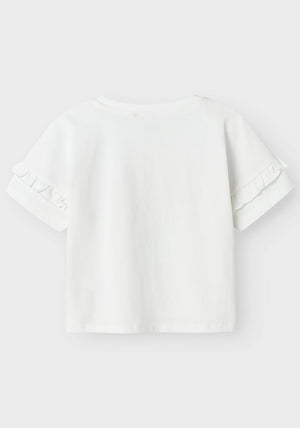 Name It Kid Girl Vilena Short Sleeve Top, Bright White