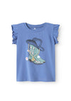 Name It Mini Girl Hadia Short Sleeve Tee, Bleached Denim