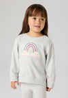 Name It Mini Girl Bissine Rainbow Long Sleeve Sweater, Grey