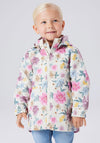 Name It Mini Girl Maxi Floral Hooded Jacket, Beige Multi