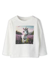 Name It Mini Girl Votea Unicorn Long Sleeve Top, Off White