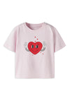 Name It Mini Girl Heart Short Sleeve Tee, Pink