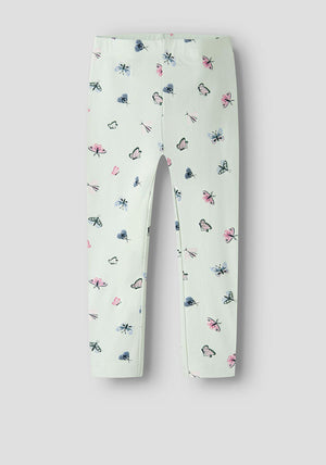 Name It Mini Girl Butterfly Print Legging, Green