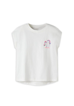 Name It Mini Girl Varutti Unicorn Loose Top, White