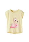 Name It Mini Girl Votia Flamingo Short Sleeve Tee, Yellow